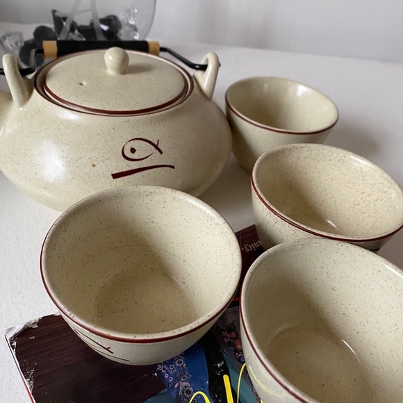 Set of 7 with lids Vintage Coffee Tea Pot Pedestal Porcelain Japan new - Picture 1 of 5